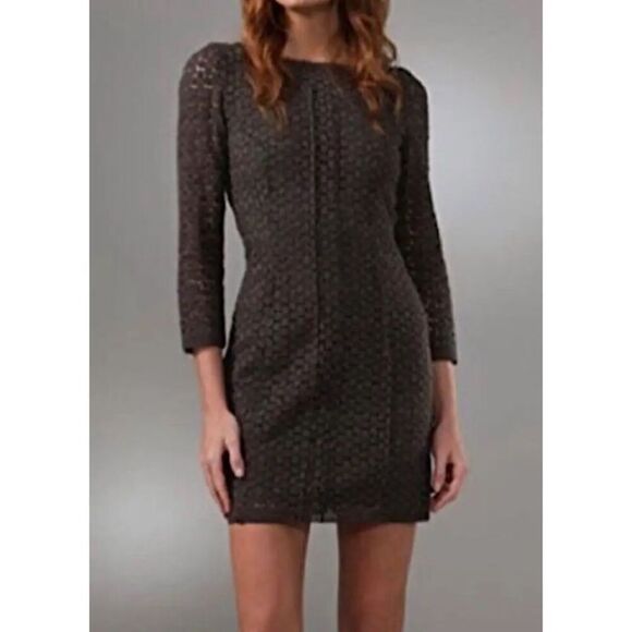 NWT Diane Von Furstenberg Caritan Long Sleeve Lace Mini Gray Dress 6 - Picture 5 of 14